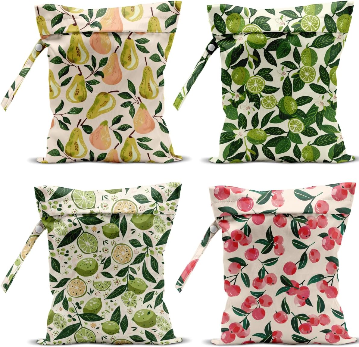 4 Pack Cute Fruit Wet Bag Waterproof Washable Reusable Wet Dry Bag for Swimsuit Dirty Clothes Cloth Diaper Travel Beach Pool Yoga Gym Toiletries Travel Beach Essentials Watermelon Avocado Banana
