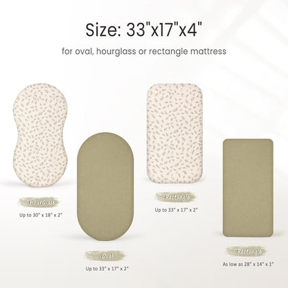lulumoon Baby Bassinet Sheets Muslin: Cotton Bedside Bassinet Sheets Leaf for Boys - Fitted for Bedside Sleeper Mattress