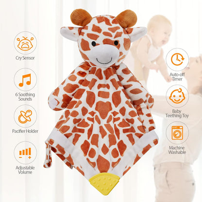 BEREST Unicorn Baby Sleep Soother 4-in-1 Sound Machine with Heartbeat & White Noise|Security Blanket & Pacifier Holder|Soothing Plush Toy for Newborns|Perfect Baby Registry Essential