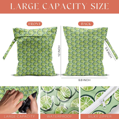 4 Pack Cute Fruit Wet Bag Waterproof Washable Reusable Wet Dry Bag for Swimsuit Dirty Clothes Cloth Diaper Travel Beach Pool Yoga Gym Toiletries Travel Beach Essentials Watermelon Avocado Banana