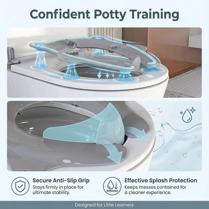 Foldable Travel Potty Seat for Toddler, Portable Toilet Training Seat for Kids on The Go, Fits Round & Oval Toilets with Non-Slip Base & Travel Bag for Car Airplane Essentials, Grey