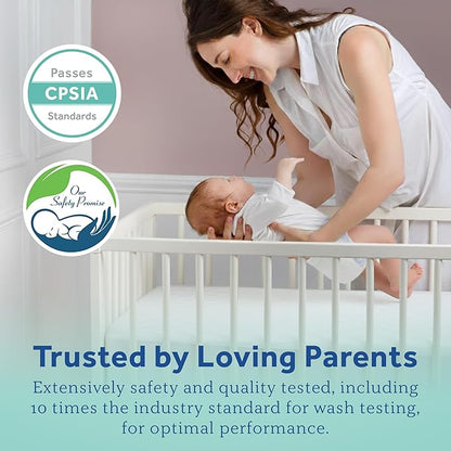 Sealy Baby Stain Protection Waterproof Crib Mattress Protector – Noiseless Fitted Sheet Cover with Quilted Cotton-Blend Top for Comfort – Machine Washable and Easy-to-Clean Toddler Pad, 52 x 28, White