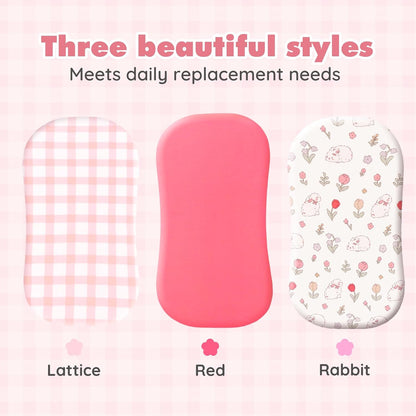 3 Pack Cotton Bassinet Sheets - 35"x19" for Newton, Ezebaby, Evolur Stellar, AMKE 3 in 1 Bedside Sleeper, Ultra Soft & Skin Friendly Bassinet Fitted Sheets, Pink Flower