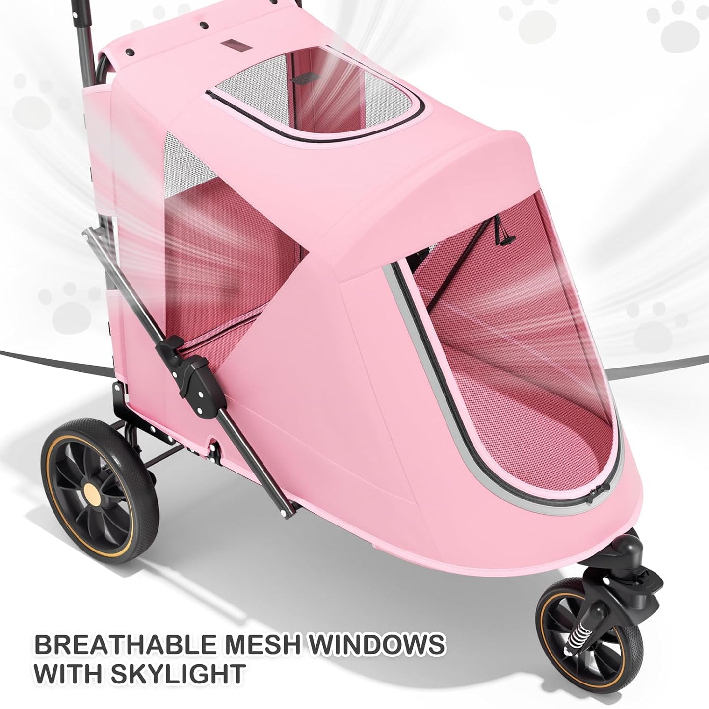 MoNiBloom Large Pet Stroller with Anti-Slip Ramp, Heavy Duty Dog Stroller Up to 99lb, Safe & Gentle Mobility Aid, All-Terrain Wheels, Idea for Injured, Disabled, & Senior Dog
