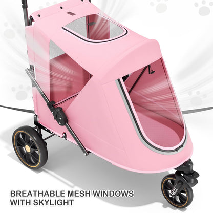 MoNiBloom Large Pet Stroller with Anti-Slip Ramp, Heavy Duty Dog Stroller Up to 99lb, Safe & Gentle Mobility Aid, All-Terrain Wheels, Idea for Injured, Disabled, & Senior Dog