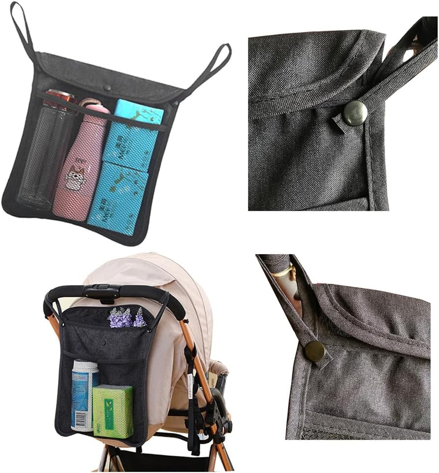Baby Stroller Organizer,Black,Umbrella stroller organizer,Extra pockets to store snacks/wipes items,Holds water bottles, toddler sweat shirt etc (Black)