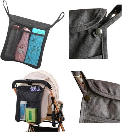 Baby Stroller Organizer,Black,Umbrella stroller organizer,Extra pockets to store snacks/wipes items,Holds water bottles, toddler sweat shirt etc (Black)