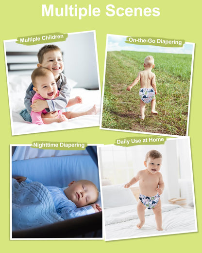 babygoal Cloth Diaper Covers 6 Pack with Wet Bag for Fitted Diapers and Prefolds with Double Gussets, Adjustable and Reusable for Baby Boys and Girls