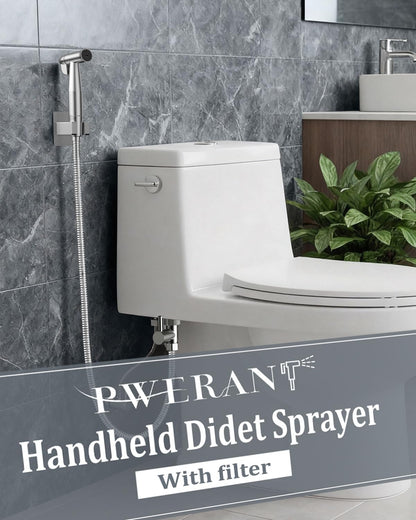PWERAN Handheld Bidet Sprayer for Toilet, Toilet Jet Spray with Adjustable Water Pressure ON/Off Switch for Feminine Wash, Stainless Steel Muslim Shower with Hose for Baby Cloth Diaper Wash