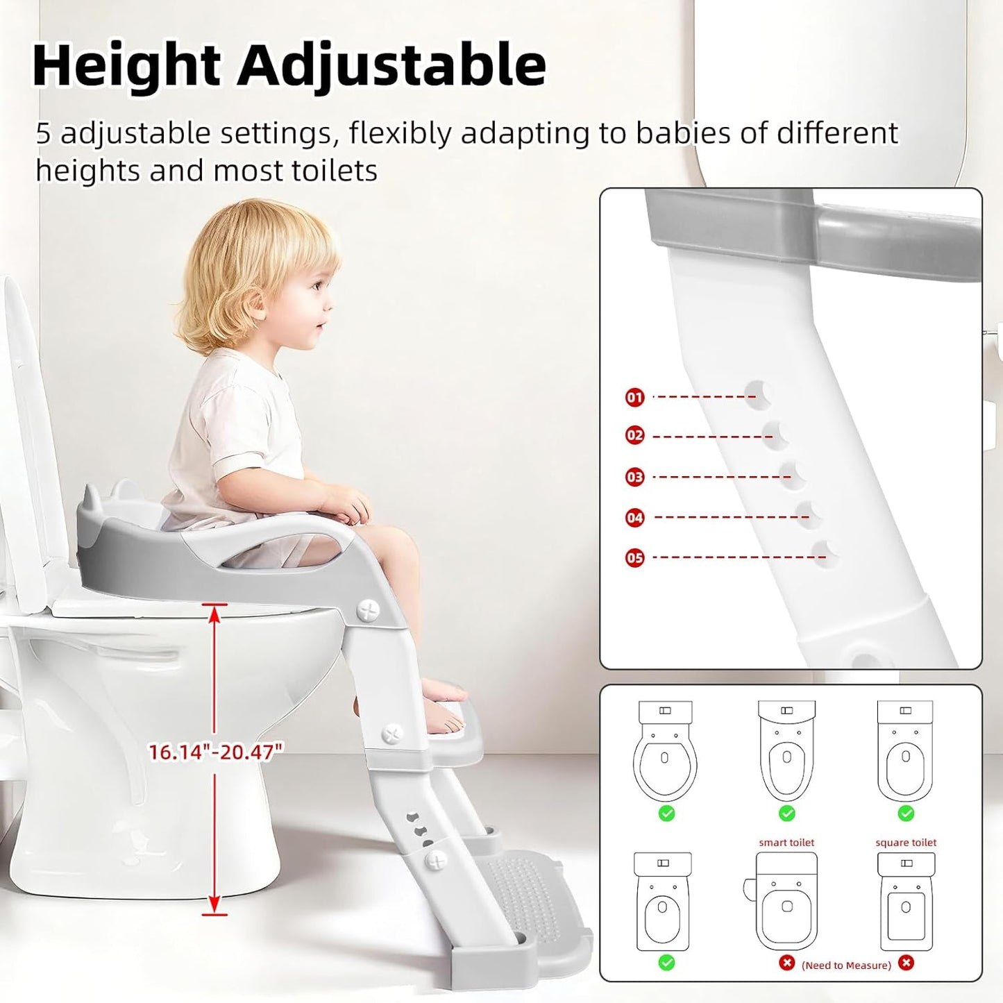 Potty Training Seat, Upgrade Toddler Toilet Seat for Kids Boys Girls, 3 in 1 Potty Training Toilet with Step Stool Ladder-Non Slip Foldable (Purple+Pink)