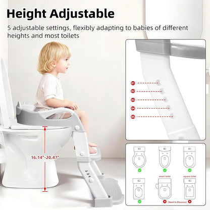 Potty Training Seat, Upgrade Toddler Toilet Seat for Kids Boys Girls, 3 in 1 Potty Training Toilet with Step Stool Ladder-Non Slip Foldable (Purple+Pink)