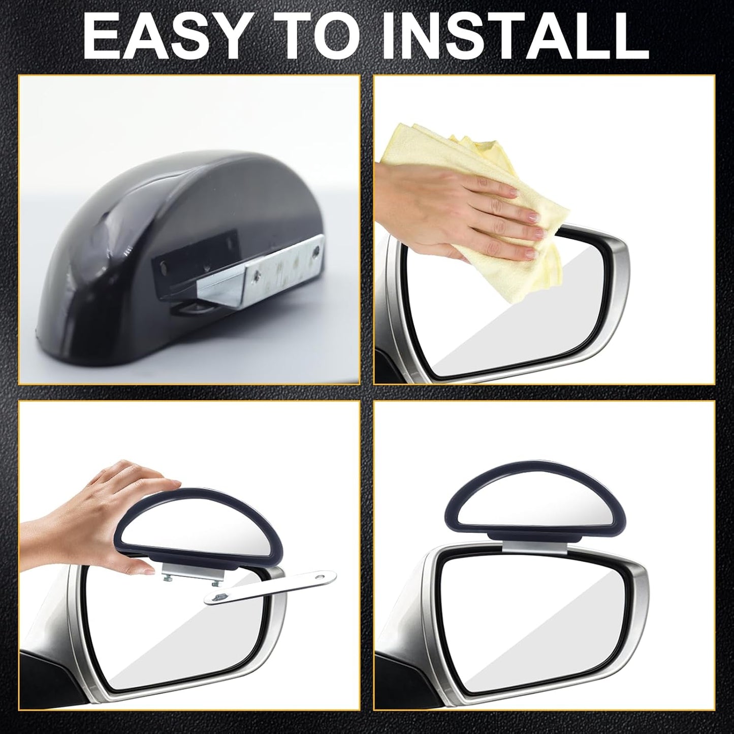 Blind Spot Mirror Adjustable 360 Degree Car Side Mirror, HD Glass Rear View Exterior Accessories Frame Thickness Less than 5MM for Car SUV (long-armed Right)