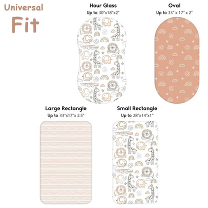 Yoofoss Pack and Play Sheets Fitted, Mini Crib Sheets 2-Pack for Pack N Play Mattress, Stretchy Playard Sheet, Soft and Breathable Green+Giraff