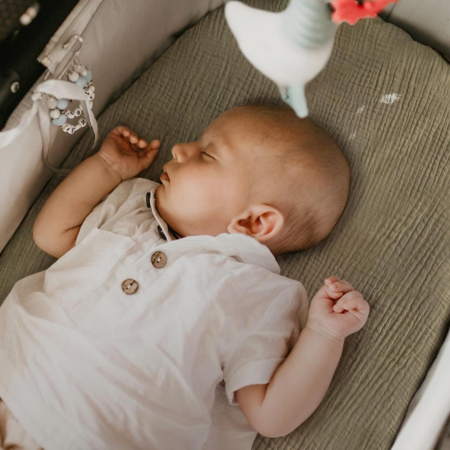 lulumoon Baby Bassinet Sheets Muslin: Cotton Bedside Bassinet Sheets Leaf for Boys - Fitted for Bedside Sleeper Mattress