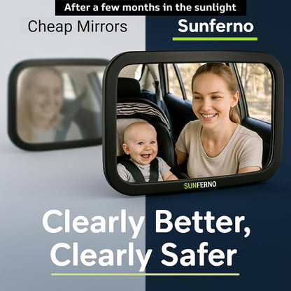 Baby Car Mirror – The Safest Way to Keep an Eye on Your Little One | Shatterproof, Wide-Angle Car Mirror for Baby with Secure Straps & 360° Adjustability | Peace of Mind for Every Drive