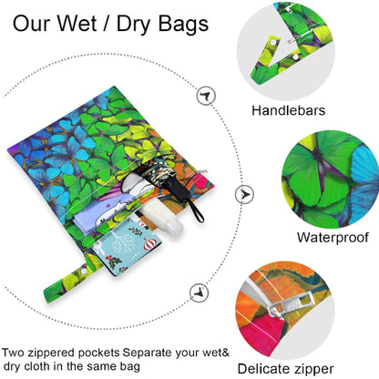 visesunny Colorful Donut Candy 2Pcs Wet Bag with Zippered Pockets Washable Reusable Roomy for Travel,Beach,Pool,Daycare,Stroller,Diapers,Dirty Gym Clothes, Wet Swimsuits, Toiletries