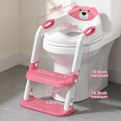Potty Training Seat, SKYROKU Upgrade Toddler Toilet Seat for Kids Boys Girls, 2 in 1 Potty Training Toilet, Splash Guard Anti-Slip Pad Step Stool,New Sector-Shape Stabilized Base (8899+Grey)