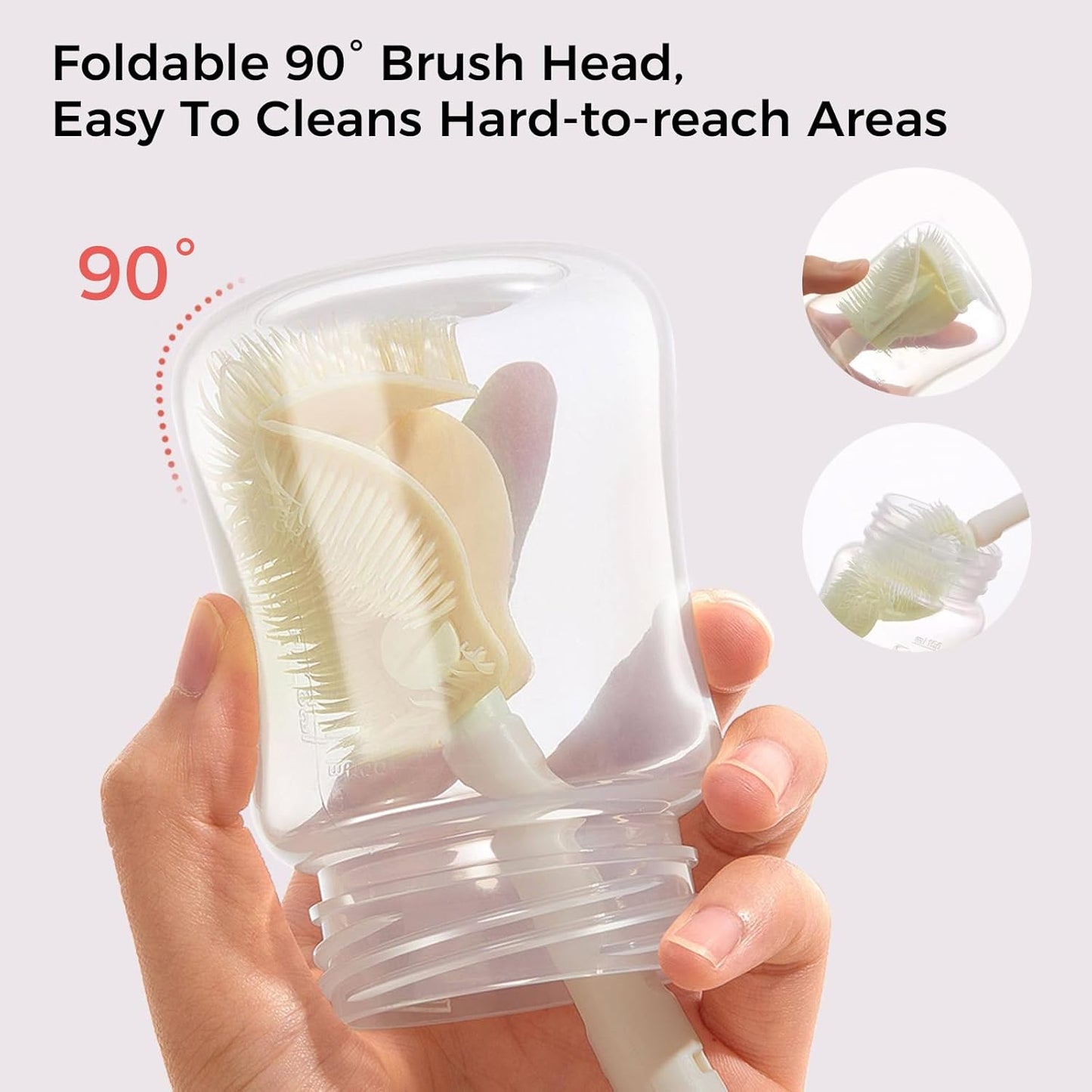 Portable Bottle Brush Set - Baby Travel Bottle Cleaner Kit with Silicone Brush, Nipple Brush, Straw Brush, Soap Dispenser, Drying Rack - Bottle Cleaning Kit for Home and Travel Essential (Panda)