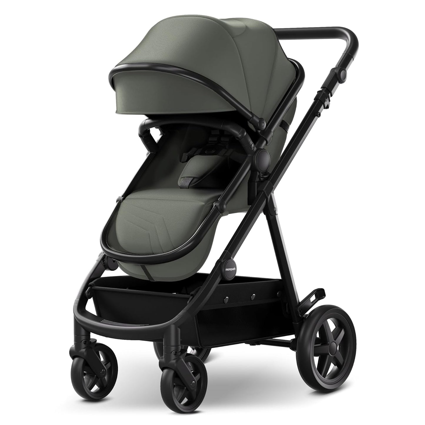 Mompush Meteor2 Baby Stroller 2-in-1 with Newborn Mode, Compatible with Infant Car Seat Adapter Included, Full-Size Bassinet Strollers for Family Outings