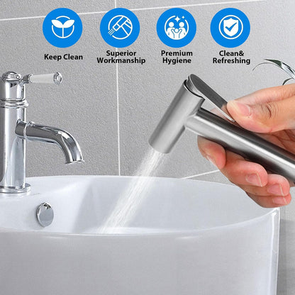 2 Pack Handheld Toilet Bidet Sprayer, Adjustable Water Pressure Stainless Steel Jet Spray Attachment with Hose for Feminine Wash, Cloth Diaper, Pet Shower, Bathroom Cleaning