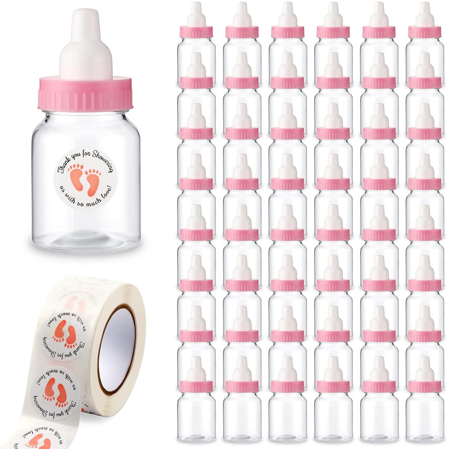 Tondiamo 48 Pcs Blue Baby Shower Mini Bottle Favors 1.5 x 3.5 Inch Baby Shower Candy Jar Mini Milk Bottle Party Favor Fillable Gift Boxes for Boys Girls Birthday Party Games Decorations