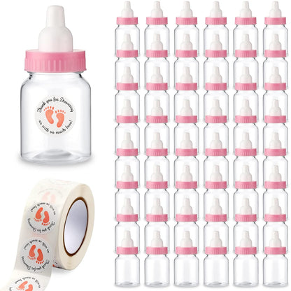 Tondiamo 48 Pcs Blue Baby Shower Mini Bottle Favors 1.5 x 3.5 Inch Baby Shower Candy Jar Mini Milk Bottle Party Favor Fillable Gift Boxes for Boys Girls Birthday Party Games Decorations