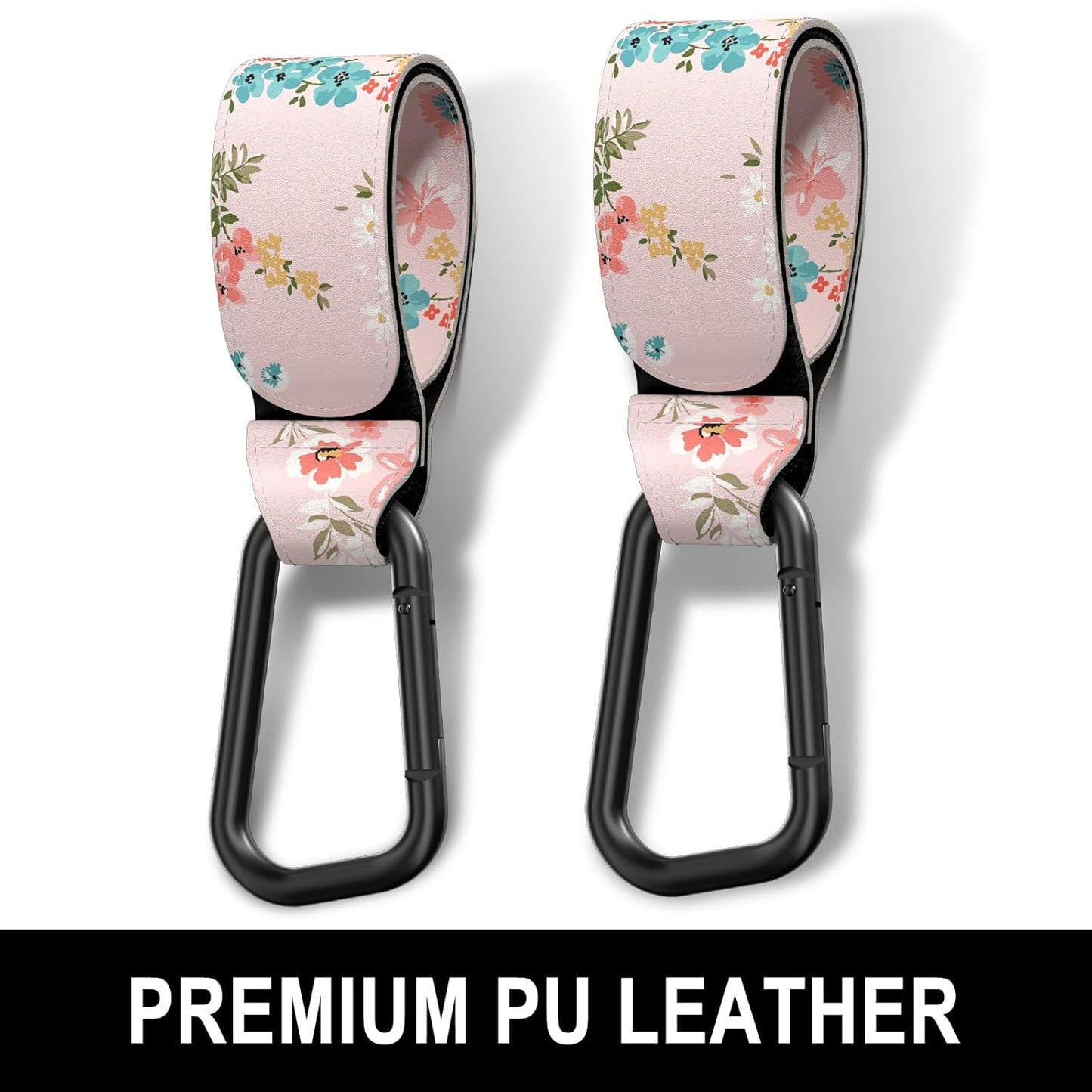 Baby Stroller Hooks for Hanging Bags, Universal Stroller Clips Accessories, Mommy Hook for Diaper Bag, Shopping Cart, Purse, Backpack - 2 Pack, Abstract Leaf