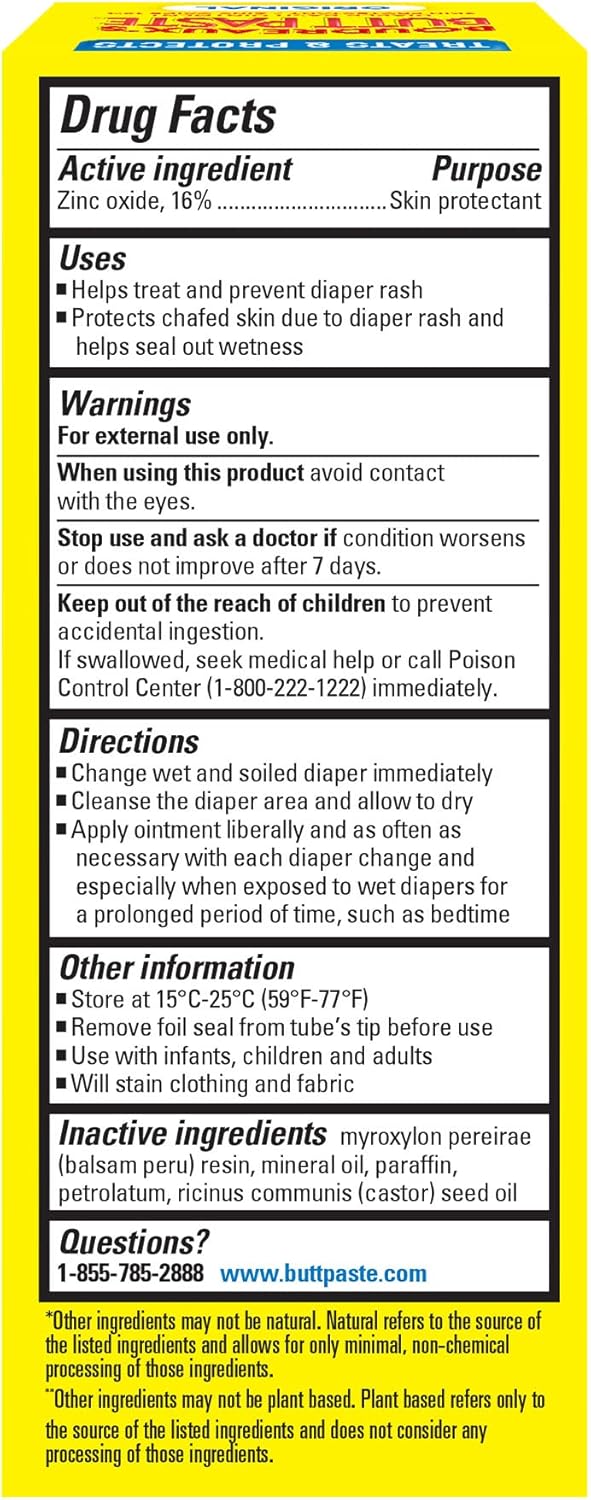 Boudreaux's Butt Paste Original Diaper Rash Cream, Diaper Cream for Baby, Fast Relief from Mild Discomfort, Pediatrician-Recommended Brand, 4 oz Tube