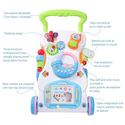 Cuterabit 2 in 1 Sit to Stand Baby Walker with Music and Light, Push Toys for Toddlers 1-3 for Learning to Walk, Baby Walking Toys 6 to 12 Months for Infants Babies Toddlers Boys Girls