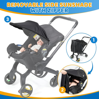 Orzbow Stroller Sun Shade Cover, Removable Stroller Shade Extender with Zip, Universal Canopy for Stroller Sun Protection, Breathable & Stable, Blocks 95% UV(UPF 50+)