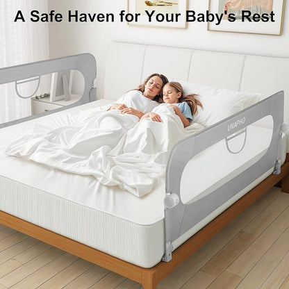 Bed Rail for Toddlers,Swing Down Kids Beds Rails Guard for Twin,Full,Queen,Bunk Size Bed,Extra Tall Child Bed Rail Guard with Reinforced Anchor Safety System,32" L x 29.5" H,Grey