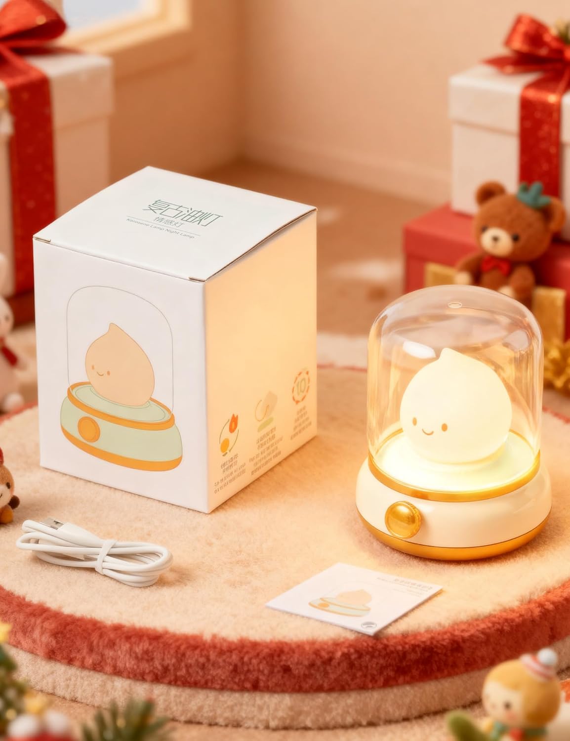 3pcs Cozy Campfire Nightlight Kits, Soothing Nature Sounds, White Noise Night Light for Baby Adult, Rechargeable, Cute Flame Lamp, Best Gift for Kids Bedrooms Camping Trips