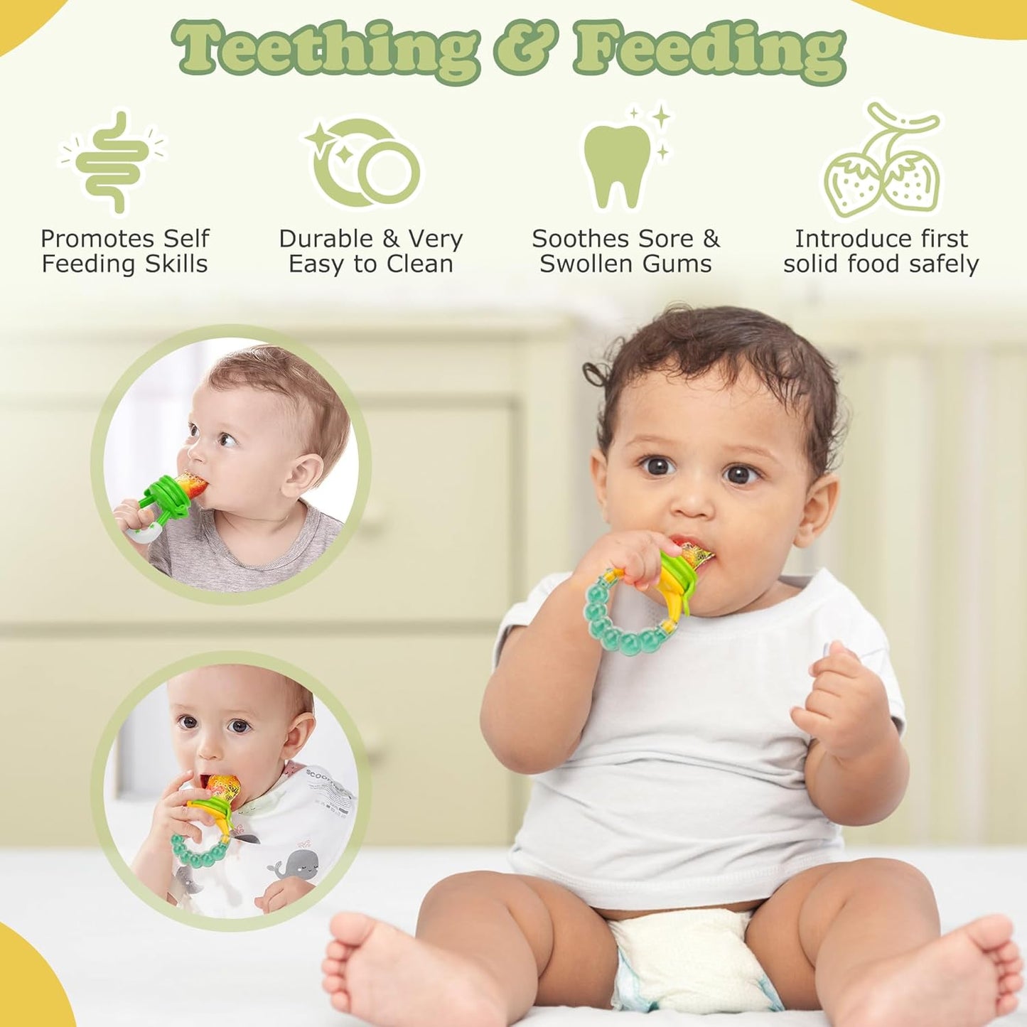 WAJIAYON Baby Breastmilk Popsicle Molds & Baby Fruit Feeder (4 Pack), Infant Food Freezer Tray Storage Containers, Silicone Teething Pacifier Feeder and Teether for Babies（Pink&Purple）