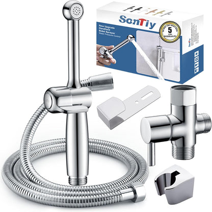 SonTiy Handheld Bidet Sprayer for Toilet, White Cloth Diaper Toilet Sprayer Attachment with Backflow Preventer, Adjustable Water Pressure Toilet Jet Spray for Feminine Wash