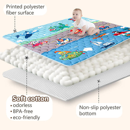 Baby Play Mat, 50x50 Playpen Mat with Super Soft Touch, Activity Mats with Upgraded Anti-Slip Bottom, Machine Washable Crawling Mats for Floor & Picnic (Animal Alphabets)