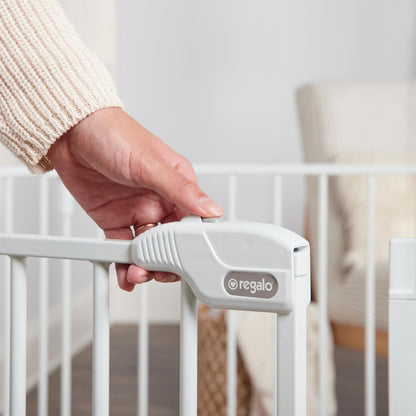Regalo Safety 192" Super Wide Baby Gate & Play Yard, 2-in-1 Convertible Extra Wide Safety Barrier, Hardware Mounted for Toddlers & Pets, Tested & Safe for 30 Years, American Designed & Owned, White