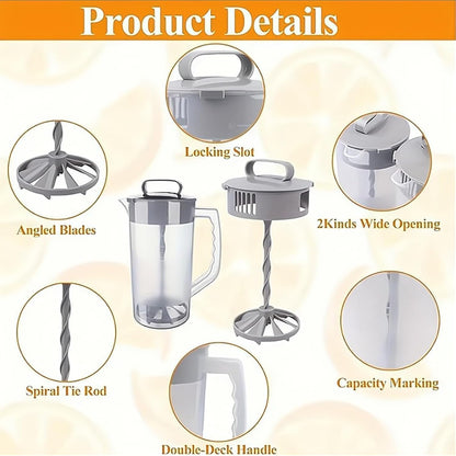 Mixing Pitcher for Drink, Drink Pitcher with Lid and Clean Sponge Brush, Wide Mouth Juice Pitcher with Plastic Blades and Adjustable Mixer Plunger, for Juice Tea Milk Lemonade(2.1qt/67.6oz)