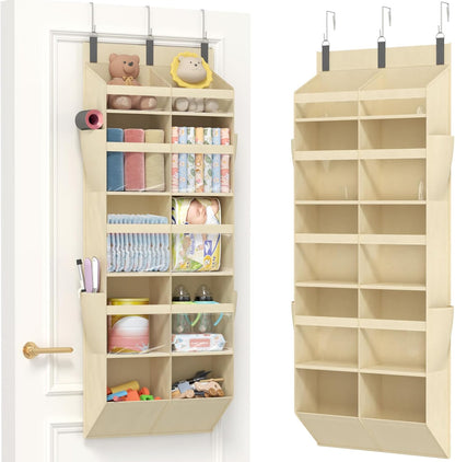 Lifewit 1 Pack Over the Door Organizer, 5 Section Clear Window Hanging Storage with 4 Side Pockets, Sturdy Anti Tilt 40 lbs Load Behind Door for Closet, Bedroom, Bathroom, Nursery, Dorm, Gray
