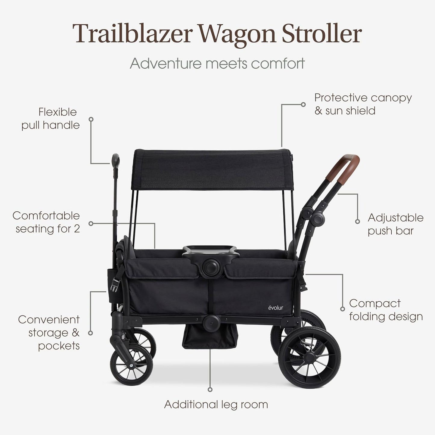 Evolur Velo Rider Travel Stroller – Compact, Lightweight Umbrella Stroller for Toddlers 6–36 Months, One-Hand Fold, Footrest, Rear Platform, 5-Point Harness, Portable & Travel-Friendly