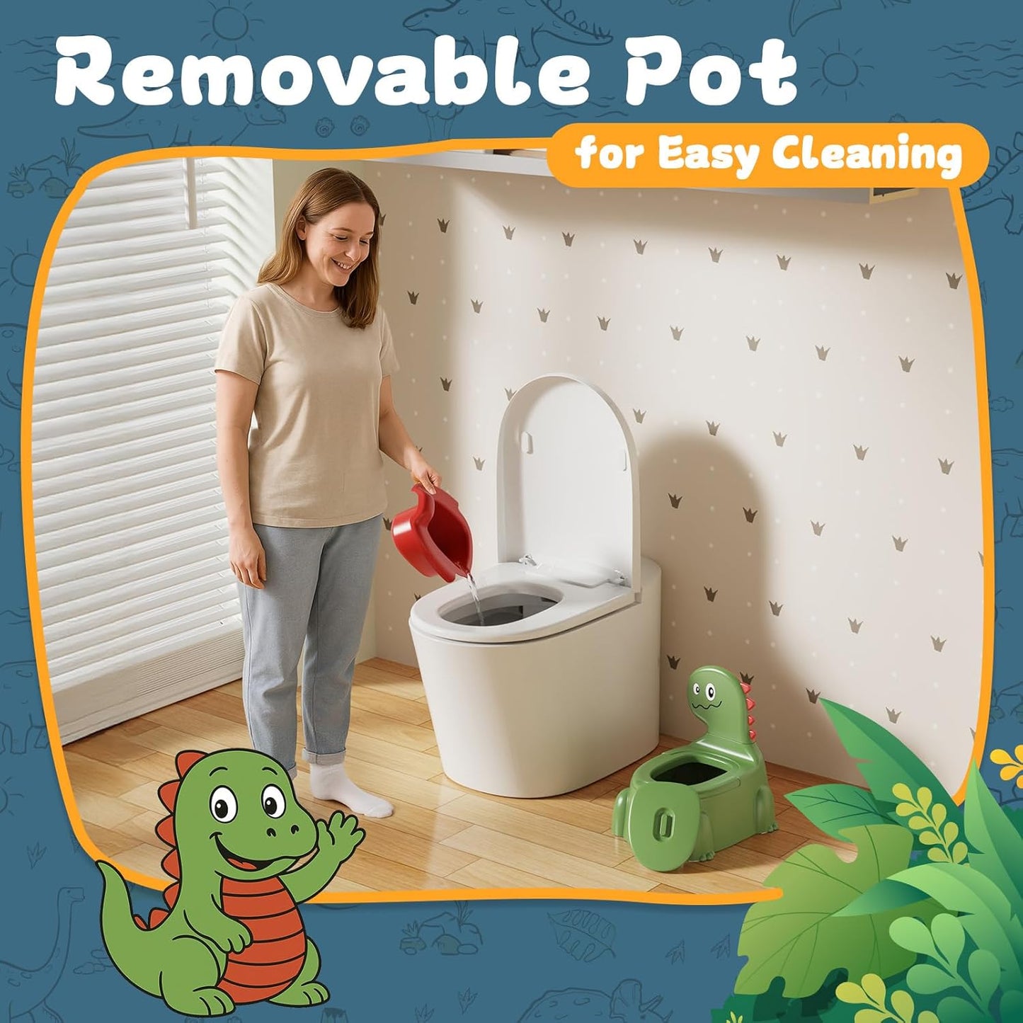 Potty Training Toilet Toddler Potty Chair Kids Boys Girls Dinosaur Animal Comfortable Potties Training Seat for Childrens Ages 1-3 Portable Baby Toilets with Lid Back Easy to Clean Potty Trainer,Blue