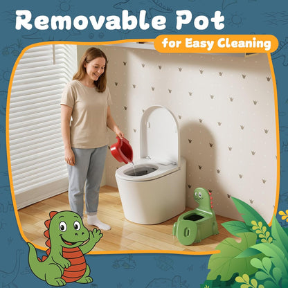Potty Training Toilet Toddler Potty Chair Kids Boys Girls Dinosaur Animal Comfortable Potties Training Seat for Childrens Ages 1-3 Portable Baby Toilets with Lid Back Easy to Clean Potty Trainer,Blue