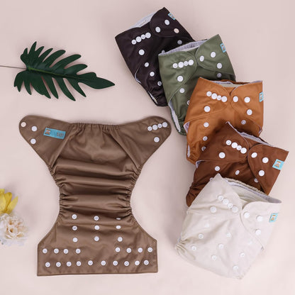 ALVABABY Baby Cloth Diapers 6 Pack with 12 Inserts Cloth Diaper Covers Adjustable Washable Reusable for Baby Girls and Boys