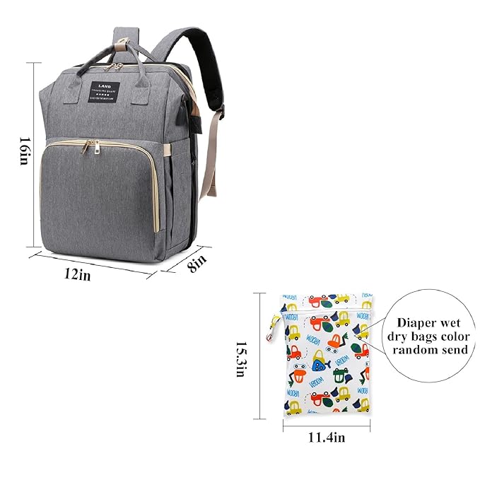 ANWTOTU Baby Diaper Bags with Changing Station,Waterproof Diaper Bag Backpack for Moms Dads with USB Charging Port,Large Capacity Multifunctional Baby Essentials(Grey)