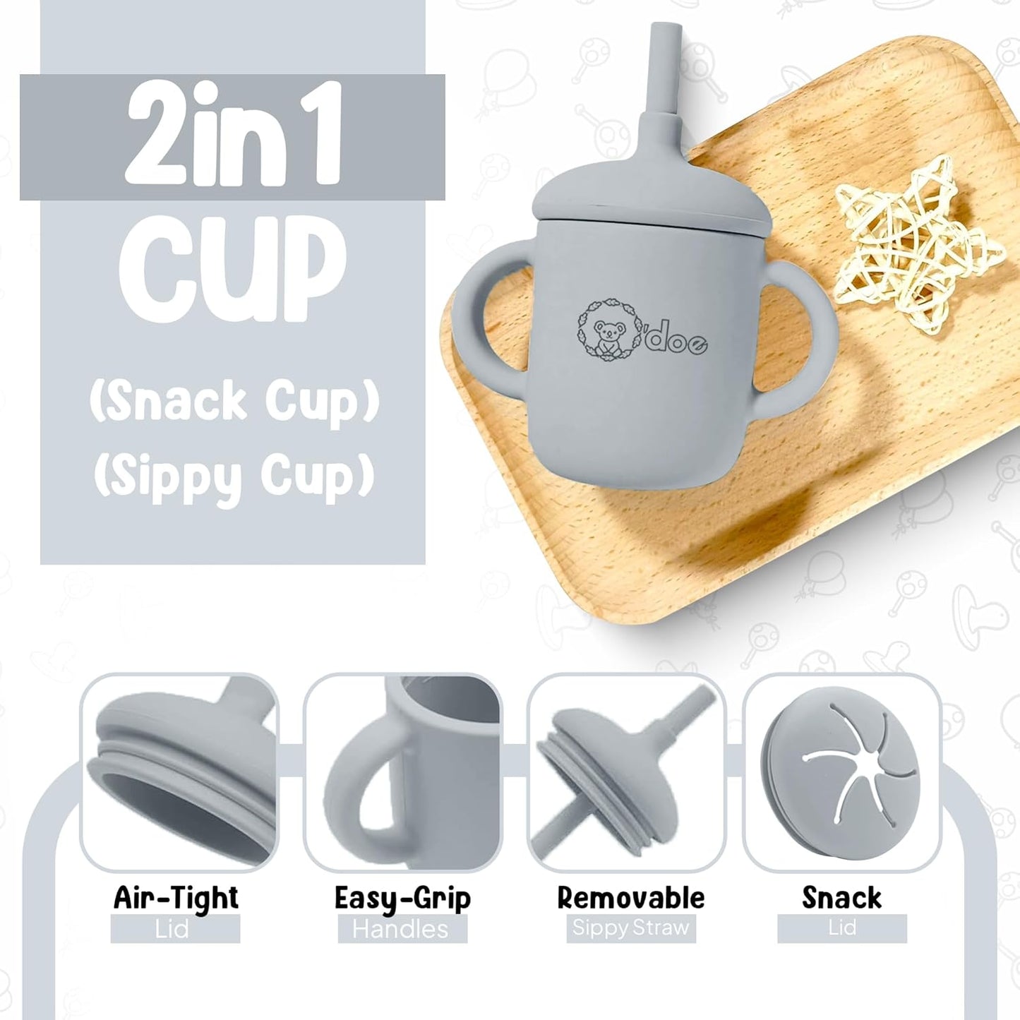 O'doe 17-Piece BPA-Free Silicone Baby Feeding Set | Thick & Soft Suction Plates, Baby Bowls, Wooden Fork & Spoon, and More | Make Mealtime Fun and Easy for Your Little One (Purple, V2)