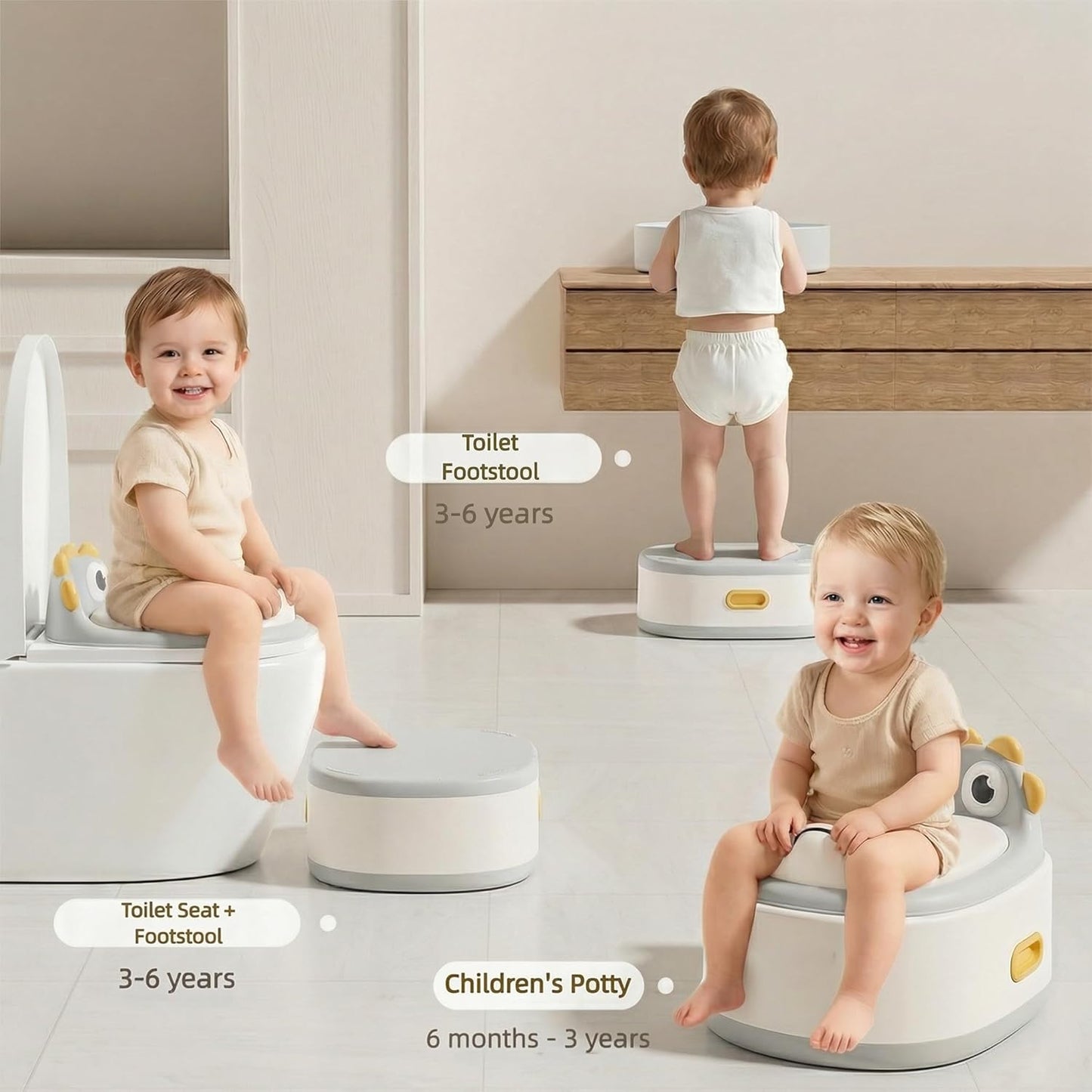 Toddler Toilet Potty Chair for Toddlers 1-7, Kids Potty Training Seat, 3-in-1 Potty Chair for kids Portable Removable Seat with Sturdy Step Stool, Standalone Potty Chair for Toddlers