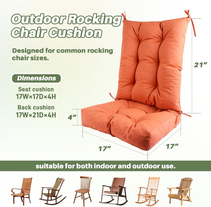 Rocking Chair Cushion with Ties Non-Slip Outdoor Rocking Chair Cushion Set Waterproof Fade-Resistant Porch Garden Patio Glider Rocker Cushions