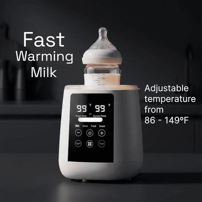 Baby Bottle Warmer, 3-in-1 Milk Warmer, Defrosts Frozen Breastmilk, LED Display, Night Light, Steam Sterilizer, Adjustable Temp, Perfect for Formula, Food Jars, Newborn Gift (White)