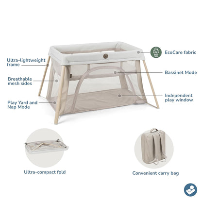 Maxi-Cosi Calao Travel Playard, Infant Bassinet, Toddler Playpen, Portable, Lightweight, Foldable, Easy Setup, with Carry Bag, Breathable Mesh, Truffle