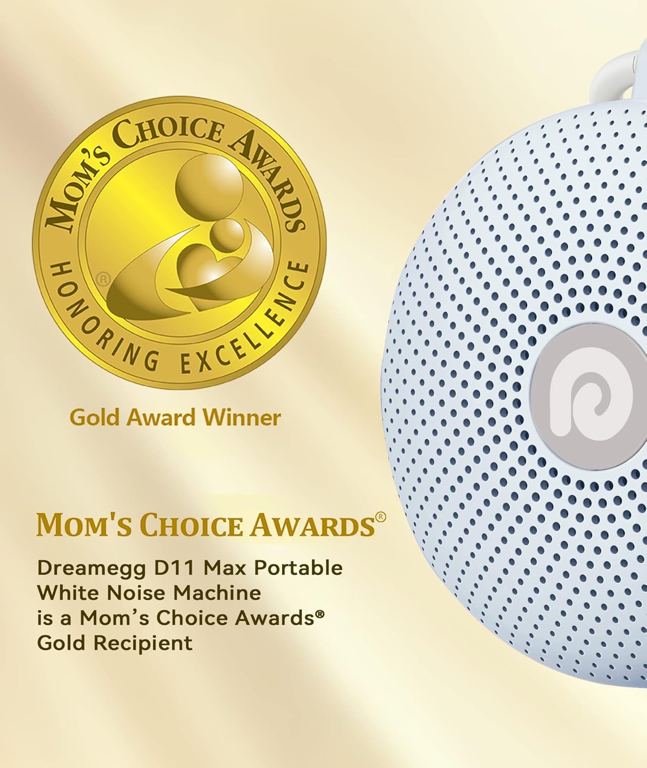Dreamegg Portable Noise Machine for Baby Adult, Features Powerful Battery, 21 Soothing Sound, Noise Canceling for Office & Sleeping, Sound Therapy for Home, Travel, Registry Gift, Classic White