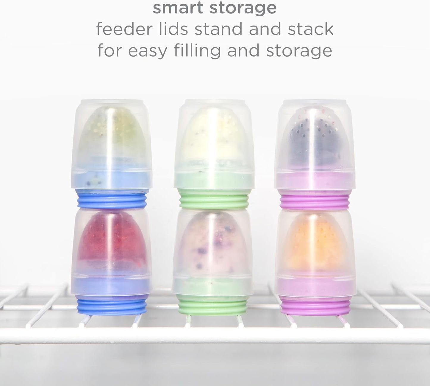 Ubbi Baby Food Feeder & Freezer Tray Set, Infant Teething Relief, BPA-Free, Safely Introduce Solids and Self Feeding, Freezable Popsicle Molds, Dishwasher Safe, Smoothie Purple & Zest Green